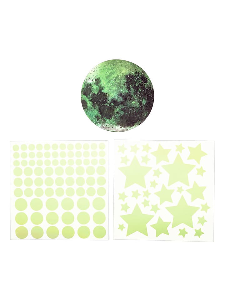 Nachtleuchtende Wandsticker "Mond und Sterne" in Creme