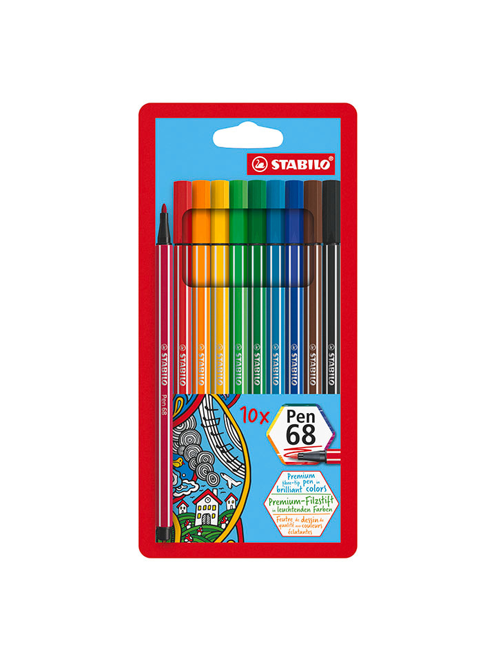 Premium-Filzstifte "STABILO Pen68 Colorparade" - 10 Stück