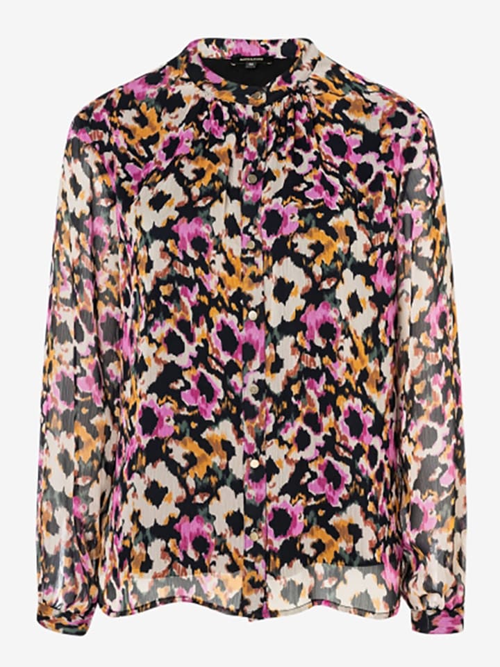 Bluse in Schwarz/ Orange/ Pink