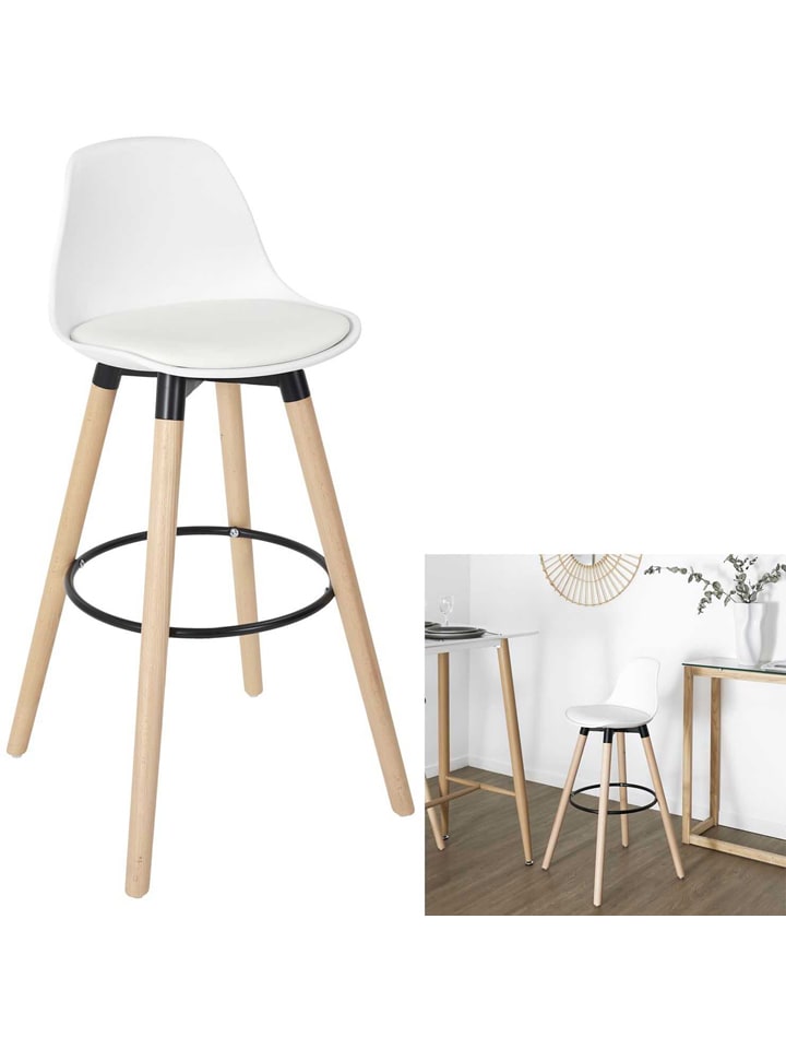 Hocker barowy w kolorze białym - 37 x 91 x 41 cm