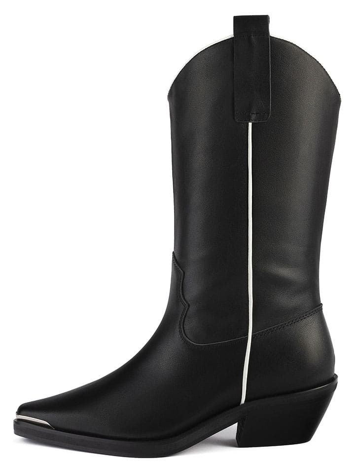 Leder-Stiefeletten in Schwarz