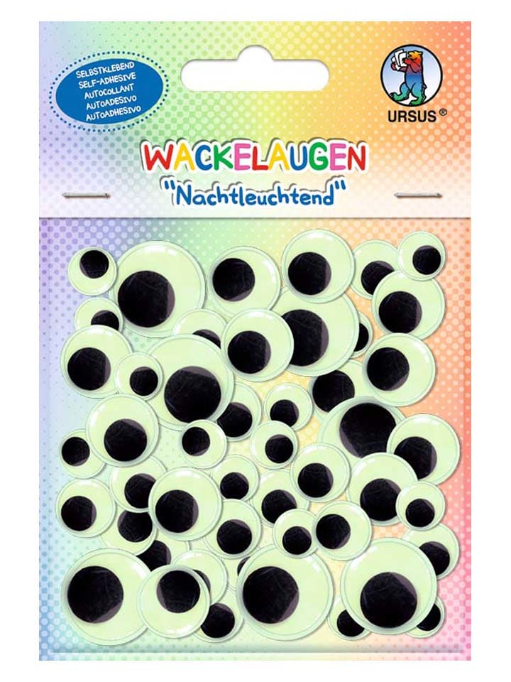 Wackelaugen "Nachtleuchtend" in Creme/ Schwarz