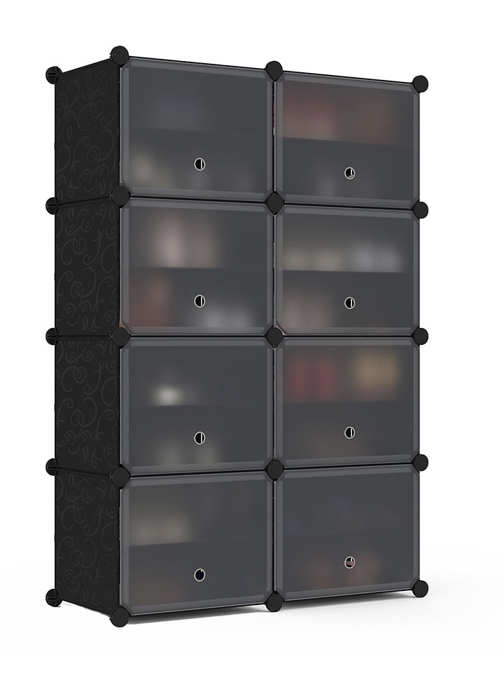 Schoenenkast zwart - (B)83 x (H)122 x (D)32 cm