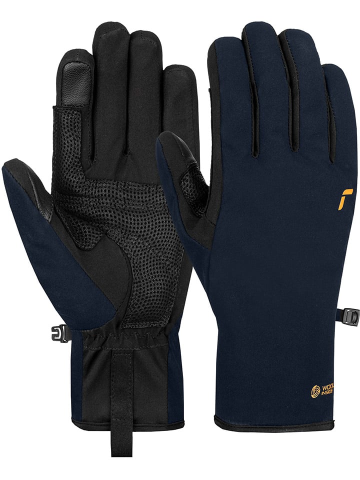 Funktionsfingerhandschuhe "Trooper" in Schwarz/ Dunkelblau/ Gold