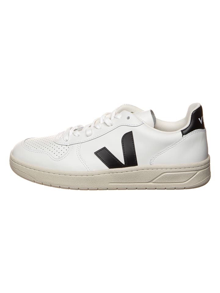 Skórzane sneakersy "V 10" w kolorze biało-czarnym