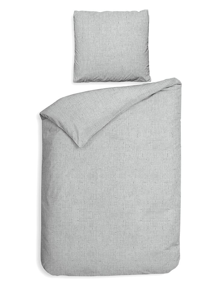 Flanellen beddengoedset "Franela" lichtgrijs