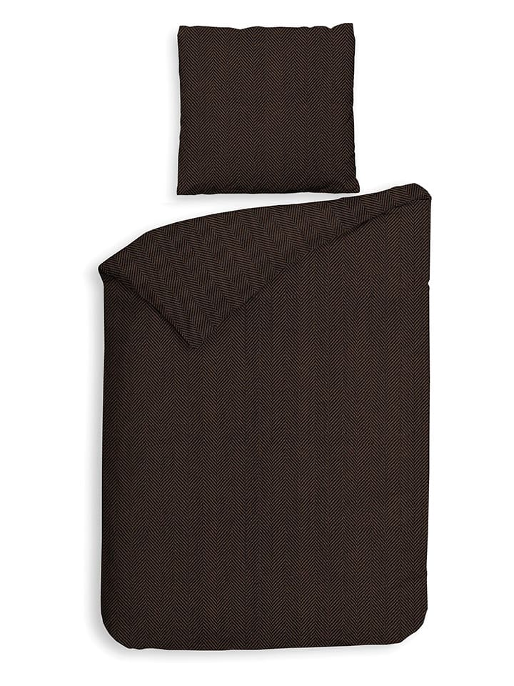 Flanell-Bettwäsche-Set "Spina" in Braun