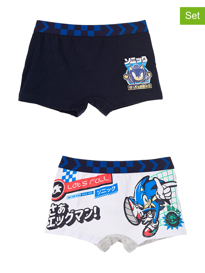 Sonic The Hedgehog 2er Pack Boxershorts Kinder - Baumwolle Marine/Grau 3-4 Jahre