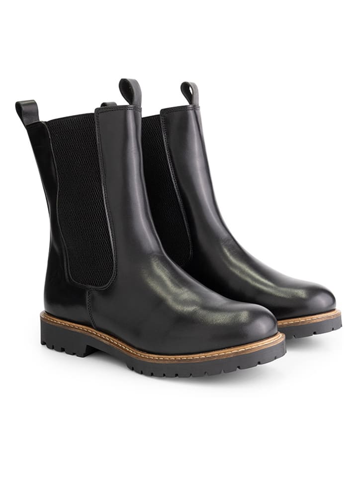 Leder-Chelsea-Boots "Forsand" in Schwarz