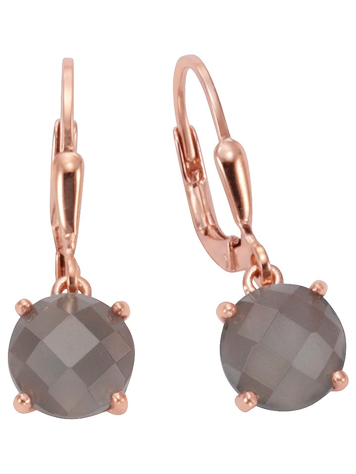 Rosévergold. Ohrhänger mit Edelsteinen