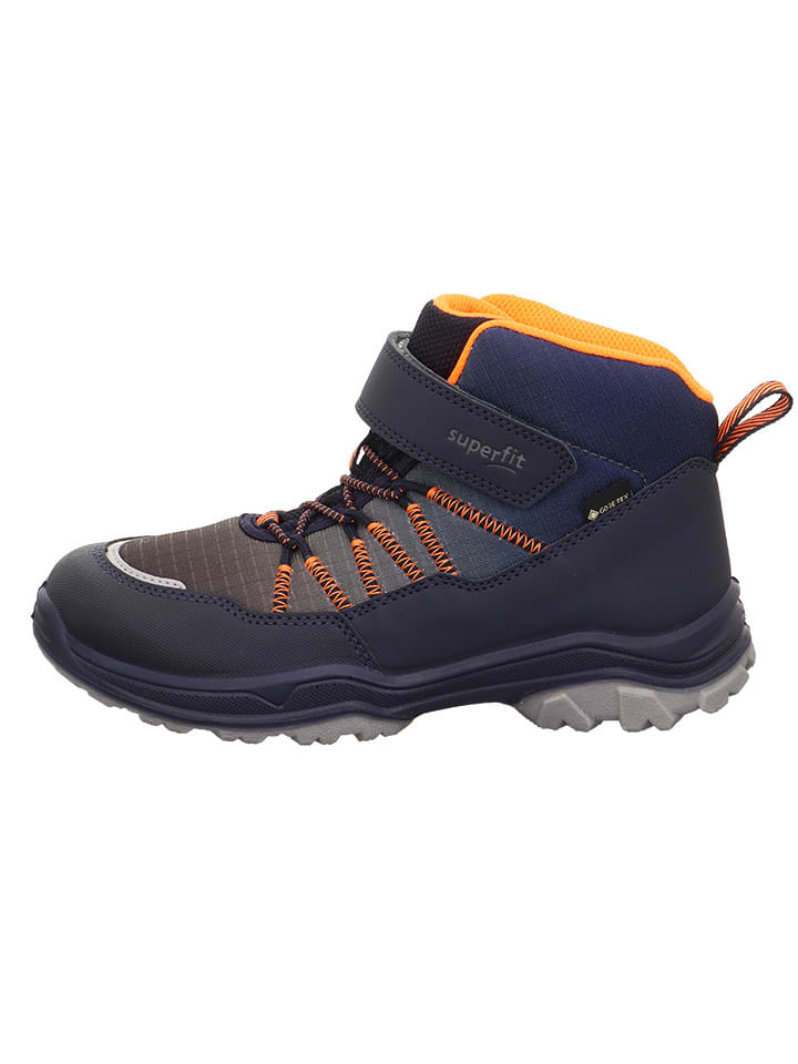 Leren boots "Jupiter" donkerblauw/oranje