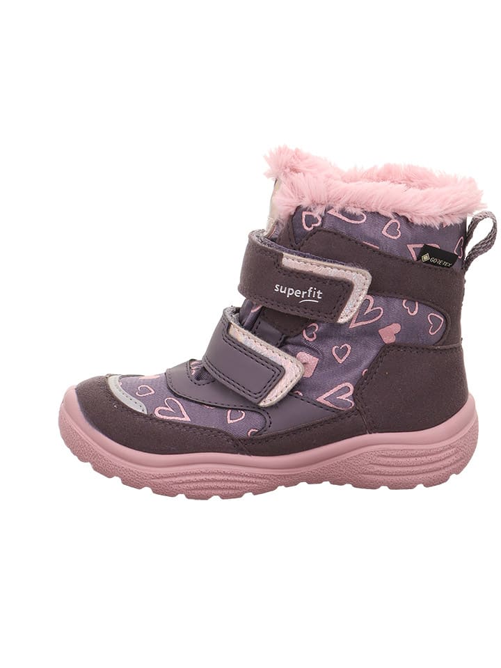Leder-Winterstiefel "Crystal" in Lila/ Rosa