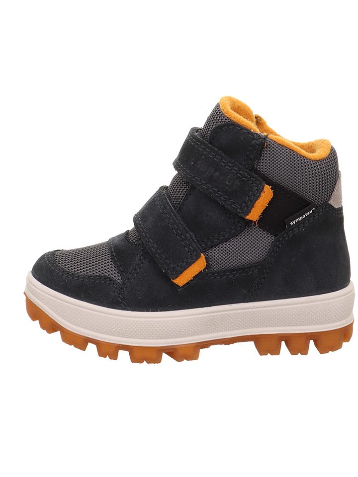 Leder-Boots "Tedd" in Schwarz/ Grau/ Orange