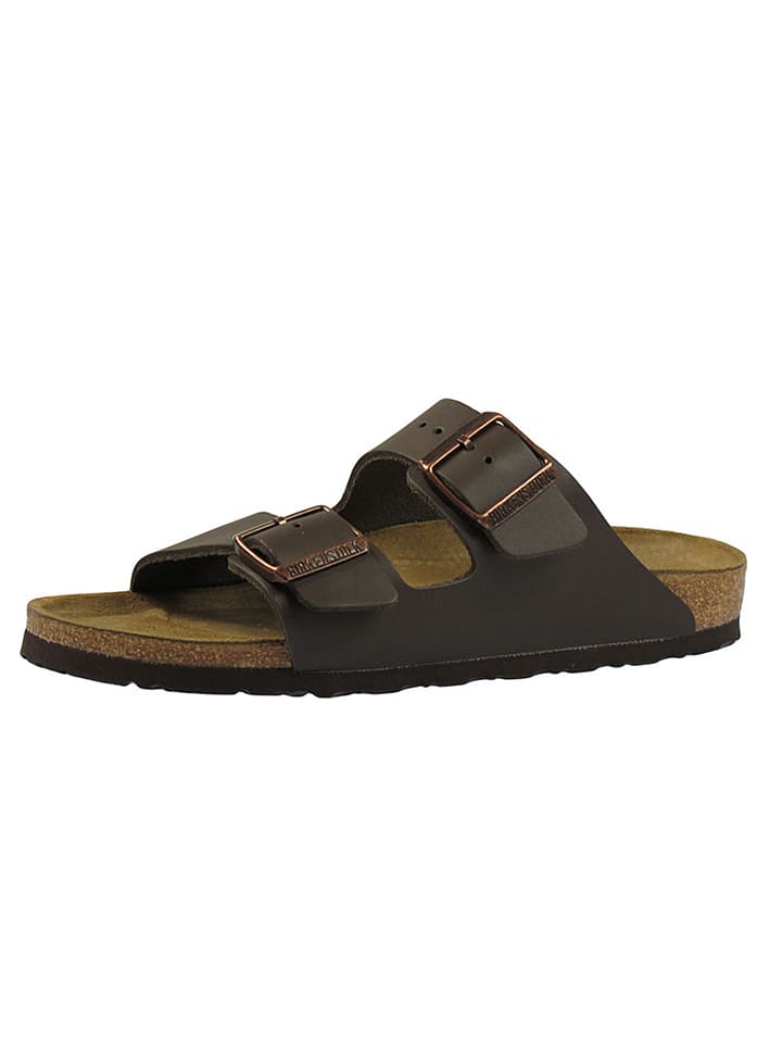 Leder-Pantoletten "Arizona" in Braun - Weite S