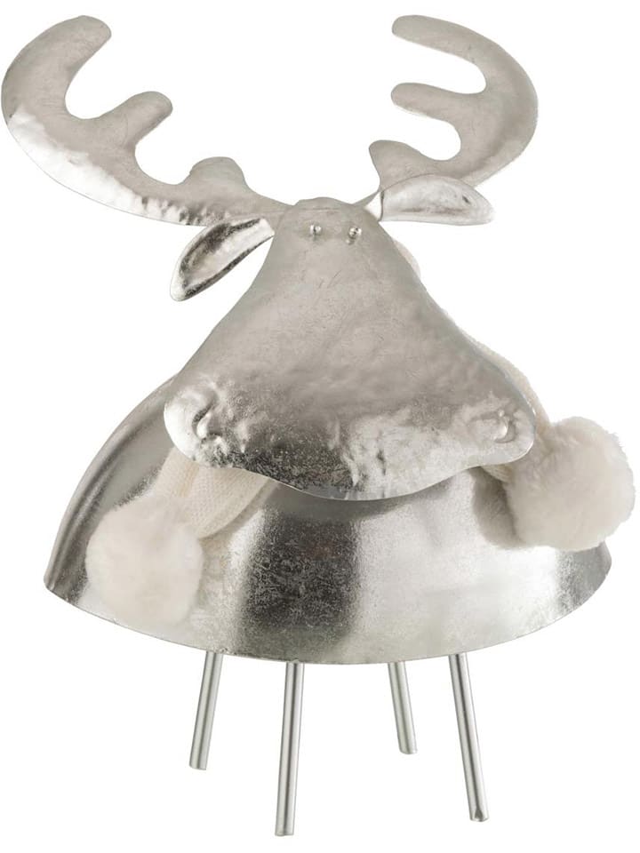 Figurka dekoracyjna "Deer" w kolorze srebrnym - 24 x 24,5 x 21,5 cm