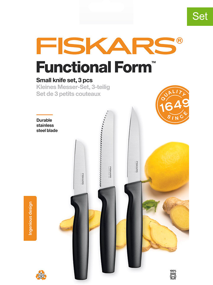 Noże kuchenne (3 szt.) "Functional Form" w kolorze srebrno-czarnym