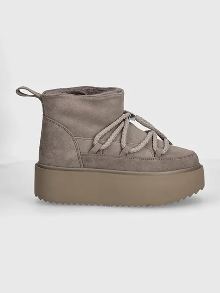 Leder-Winterboots "Classic Low Platform" in Grau