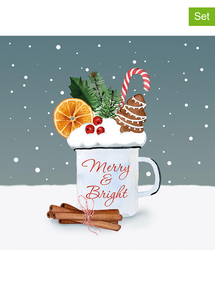 Serwetki (40 szt.) "Merry & Bright" w kolorze biało-niebieskim