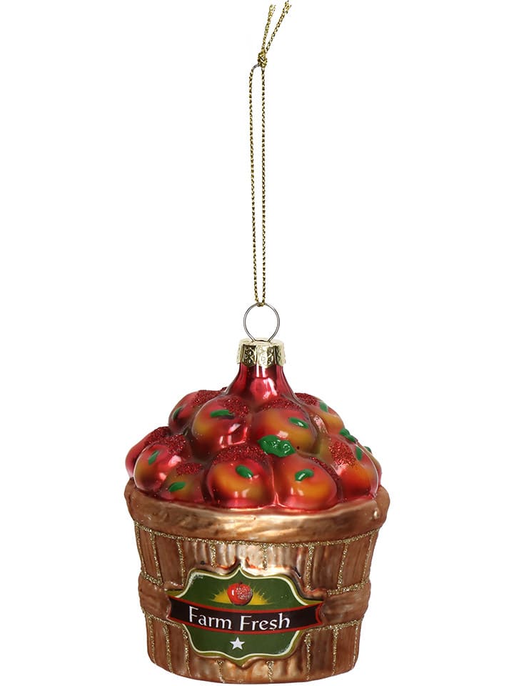 Bombka "Apple Basket" w kolorze czerwono-złotym - wys. 8 cm