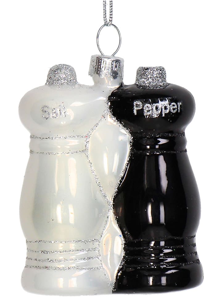 Bombka "Pepper & Salt" w kolorze biało-czarnym - wys. 7,6 cm