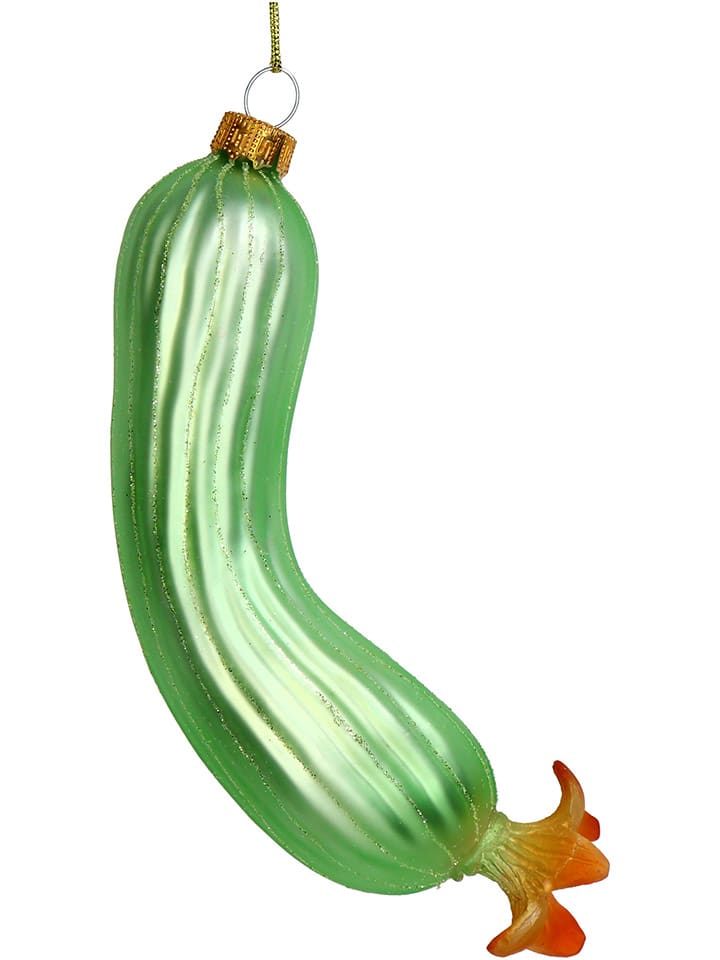 Bombka "Zuchinni" w kolorze zielonym - wys. 16, 3 cm