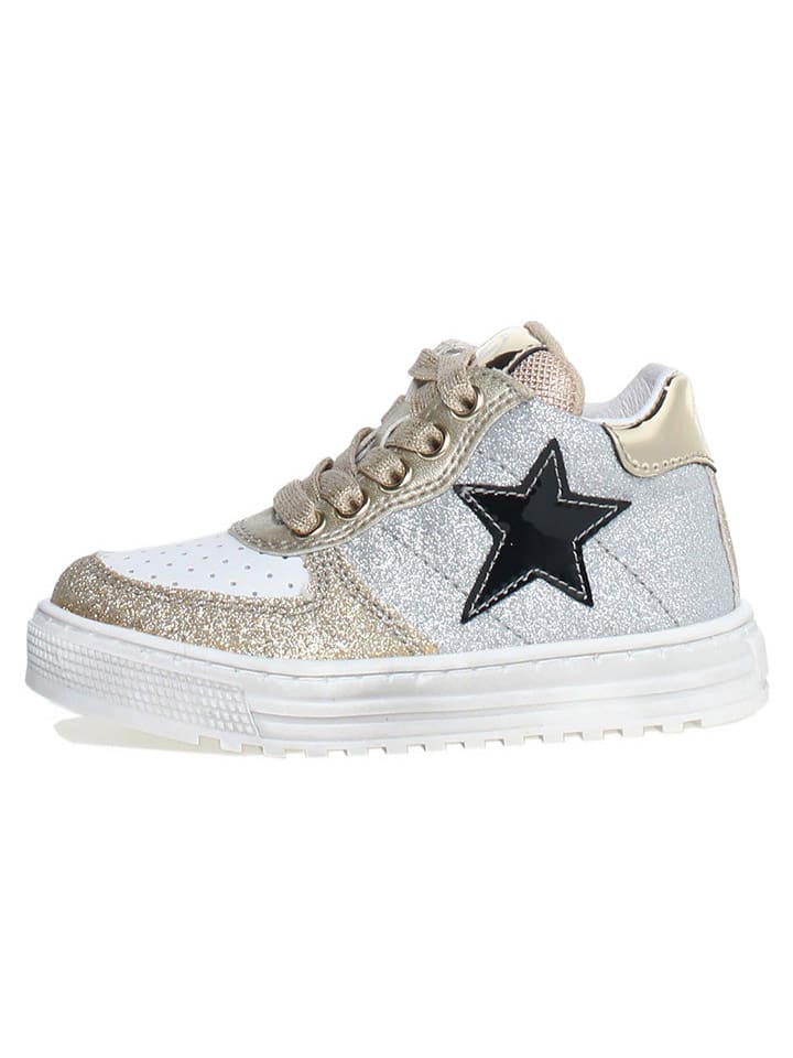 Leder-Sneakers "Hess"  in Silber/ Gold