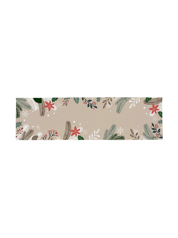 table runner Tischläufer "Frosted Branches" in Beige/ Bunt - (L)140 x (B)40 cm