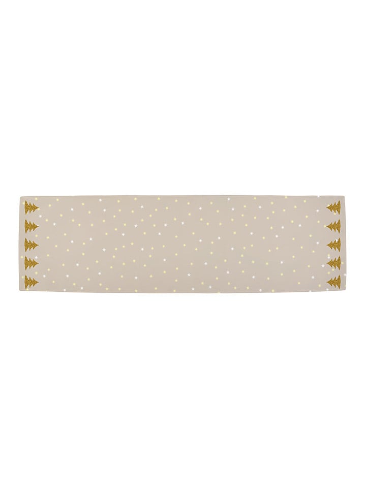 Tafelloper "Gold tree" beige/goudkleurig - (L)140 x (B)40 cm