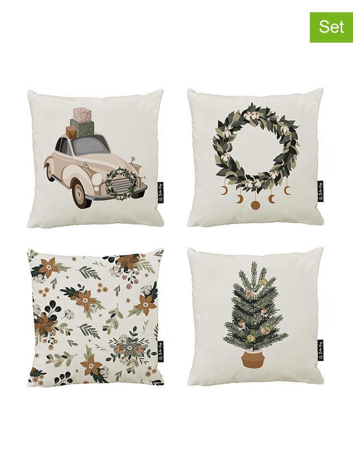 4-delige set: kussenhoezen "Festive mood" meerkleurig - (L)45 x (B)45 cm