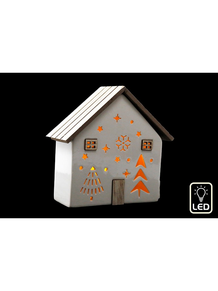 Lampa dekoracyjna LED w kolorze biało-jasnobrązowym - 15 x 15 x 6,5 cm
