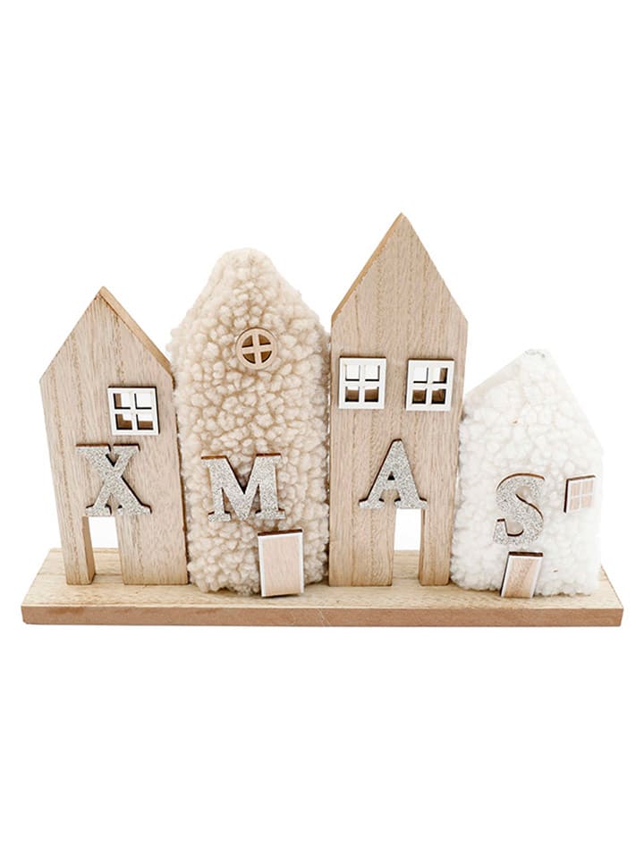 Decoratief object "Xmas" lichtbruin/beige/wit - (B)33 x (H)22 x (D)6 cm