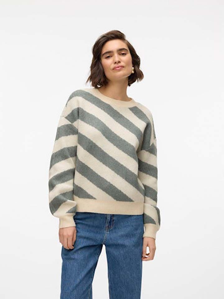 Pullover in Türkis/ Beige