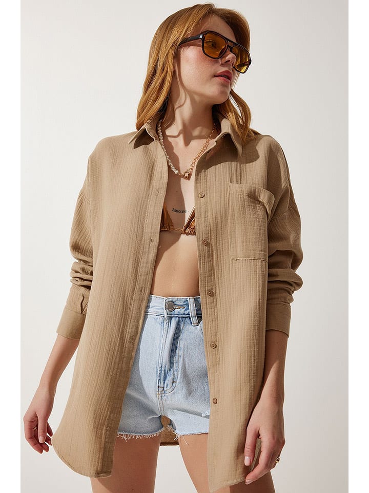 Bluse in Hellbraun