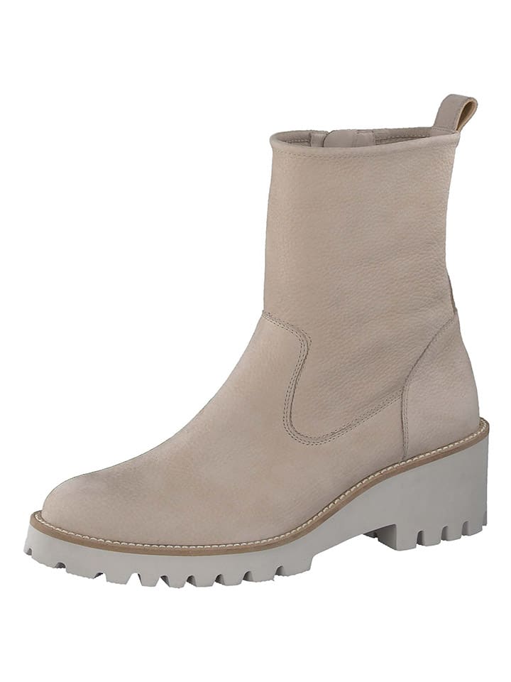 Leder-Stiefeletten in Beige