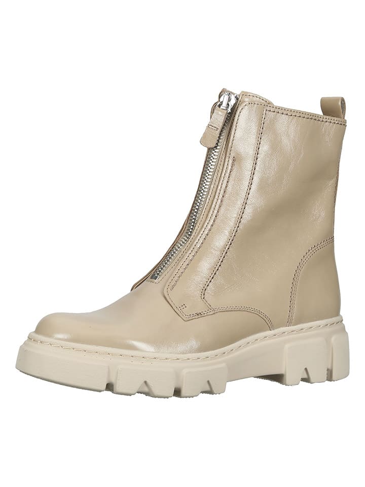 Leder-Boots in Beige