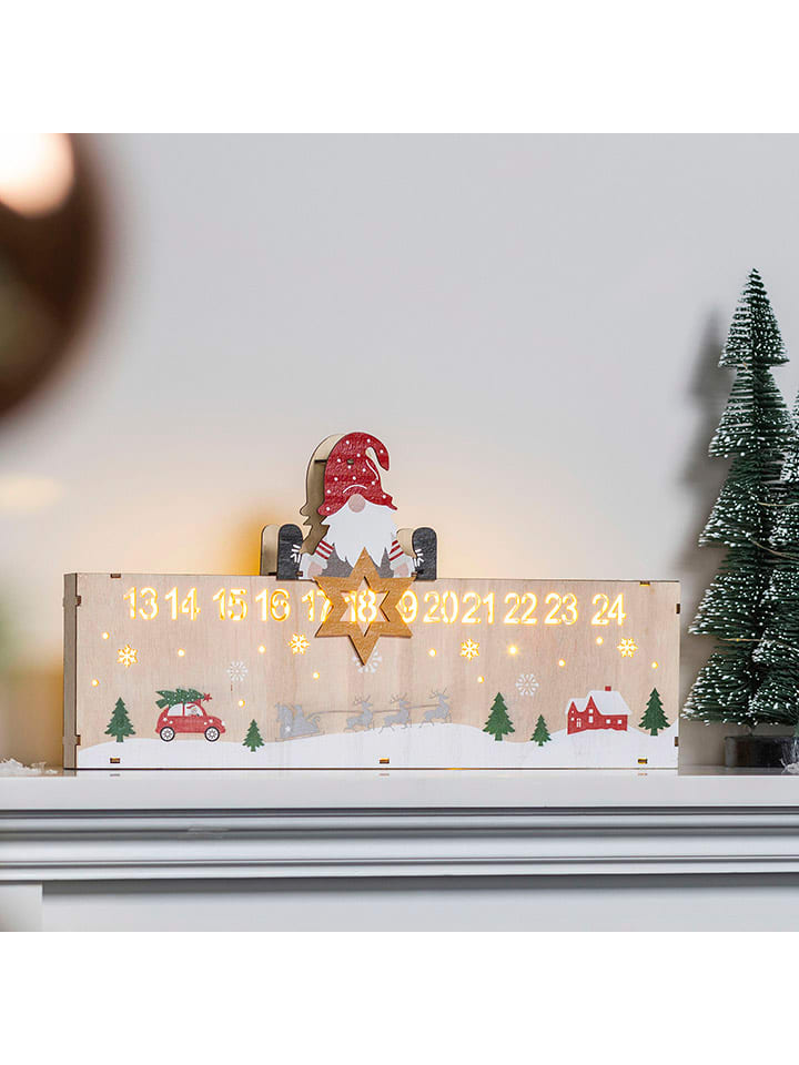 LED-Weihnachtskalender in Natur/ Bunt - (B)40 x (H)21 cm