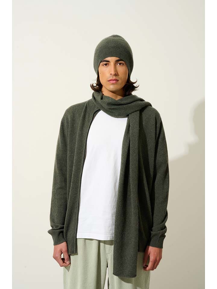 Kaschmir-Schal "Vaymont" in Khaki - (L)200 x (B)30 cm