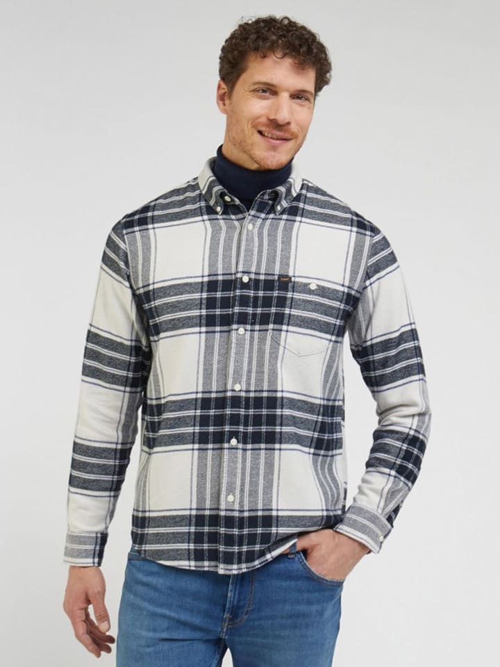 Koszula - Regular fit - w kolorze granatowo-białym