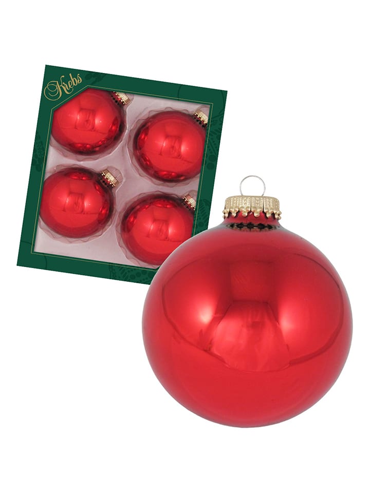 Christbaumkugeln in Rot - 4 Stück
