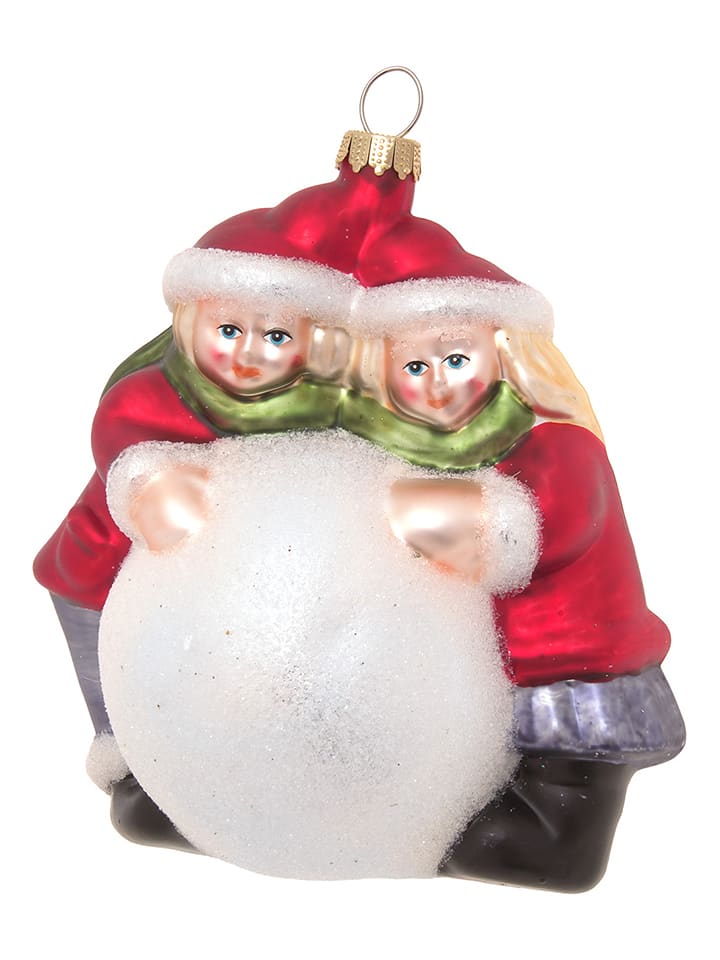 Christbaumornament "Spielende Kinder" in Weiß/ Rot - (L)12 cm