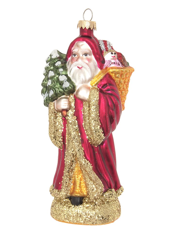 Ozdoba choinkowa w kolorze czerwono-złotym - dł. 17 cm