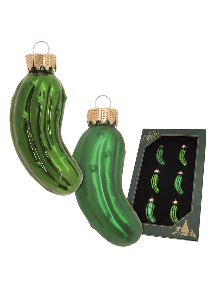 Kerstboomversiering "Mini augurken" groen - 6 stuks