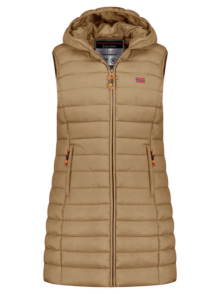 Doorgestikte bodywarmer "Vatikolor" lichtbruin
