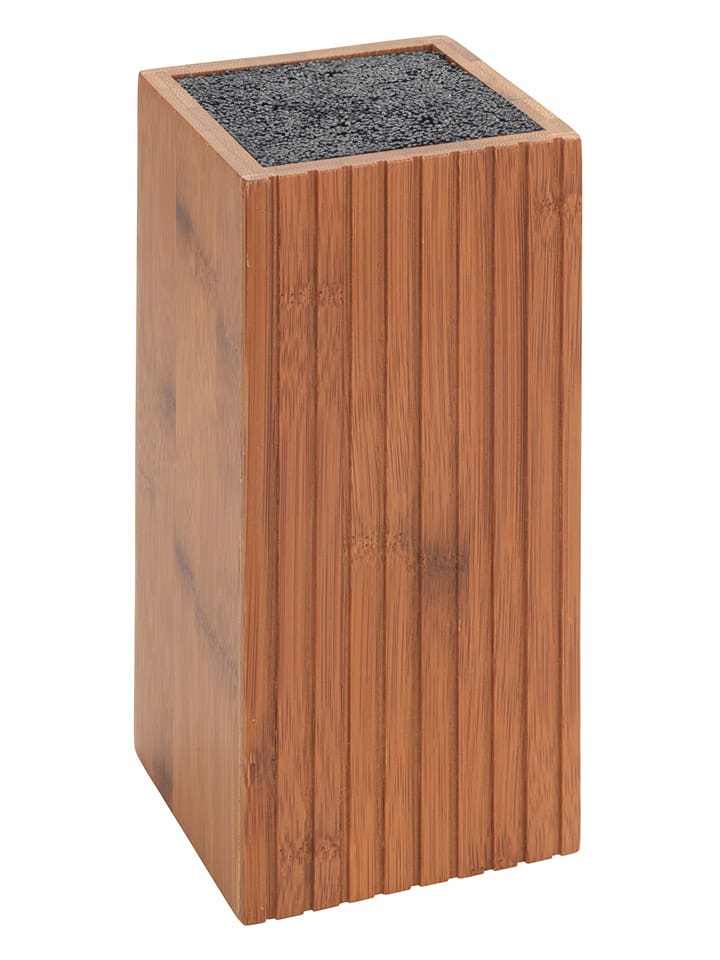 Stojak w kolorze brązowym na noże - 10 x 22 x 10 cm