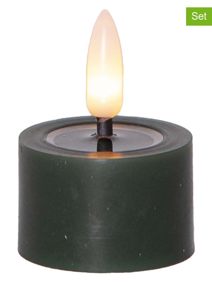 2-delige set: ledwaskaarsen groen - (H)4 x Ø 5 cm