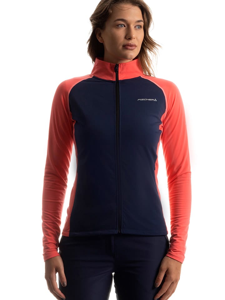 Fleecejacke in Dunkelblau/ Rot