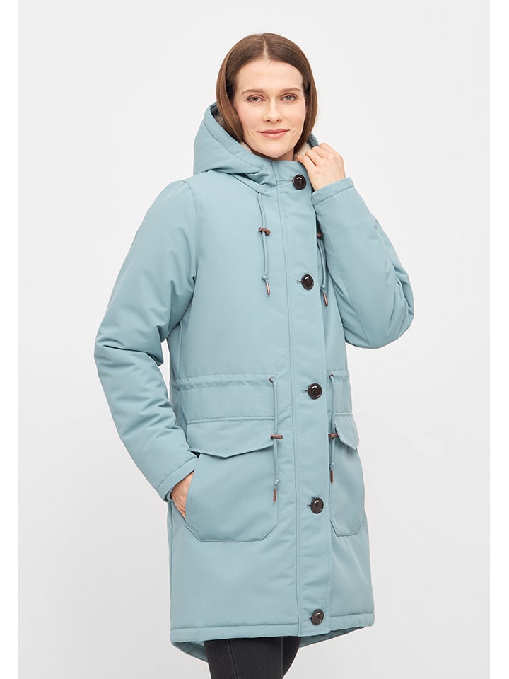 Parka przeciwdeszczowa w kolorze błękitnym