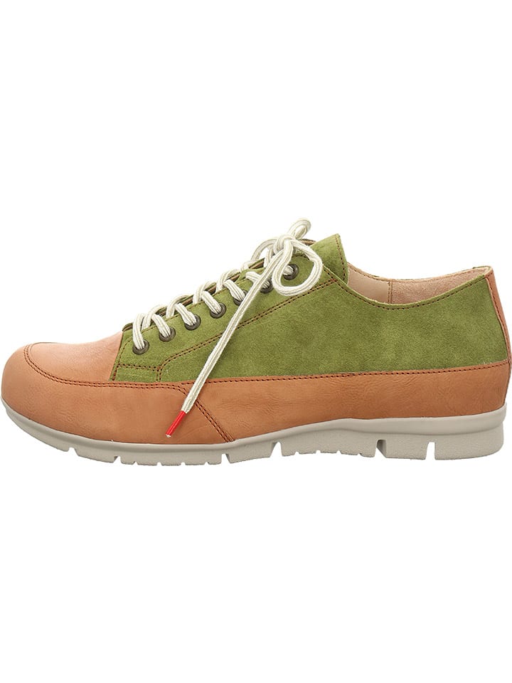 Leder-Schnürschuhe "King" in Grün/ Hellbraun