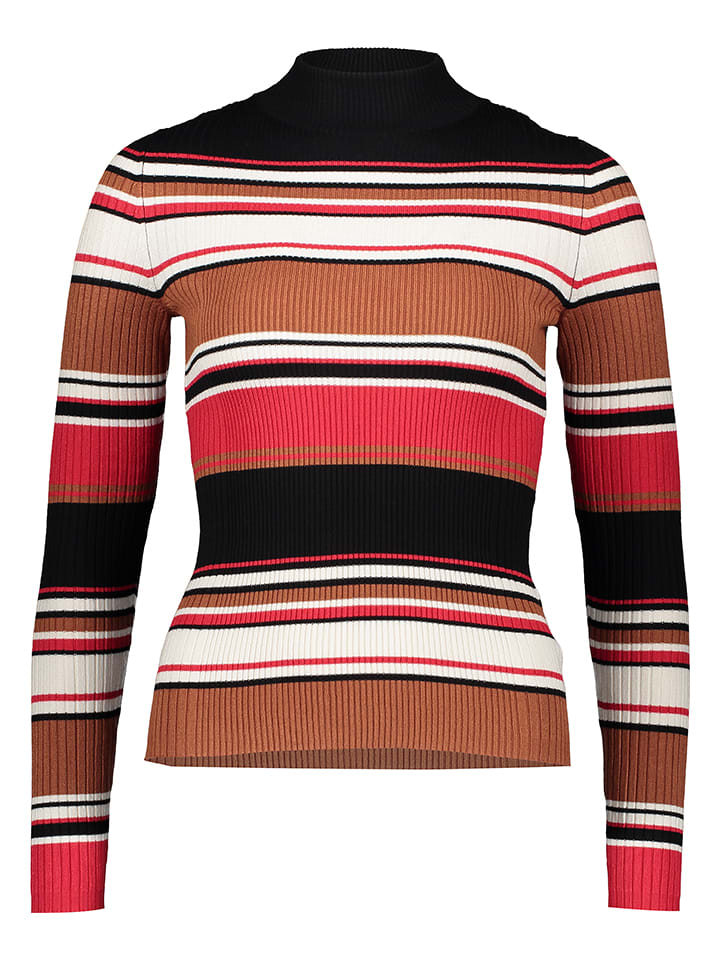 Sweter w kolorze czarno-czerwono-jasnobrązowym