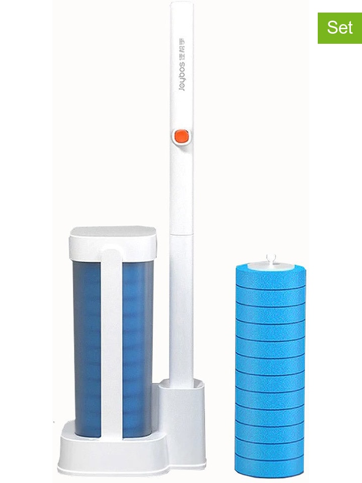 4tlg. Toilettenbürste-Set in Weiß/ Blau